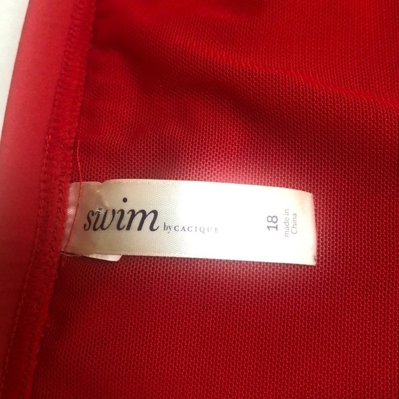 Swim By Cacique (Lane Bryant)Red Drawstring Side Tie Swimsuit Skort Size 18 - Picture 10 of 13